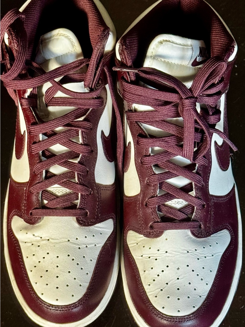 Nike Women Maroon and White/cream high-Top Sneakers - Retro Style